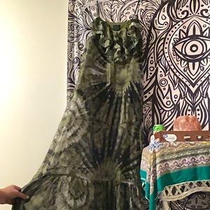 Long dress green tie dye